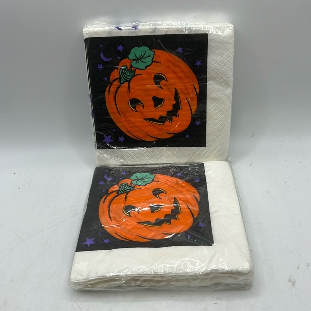 VTG American Greetings Forget Me Not Beverage Napkins Halloween Pumpkins USA